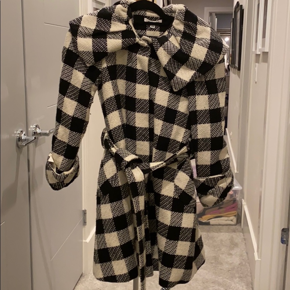 Alice + Olivia checkered black and cream coat